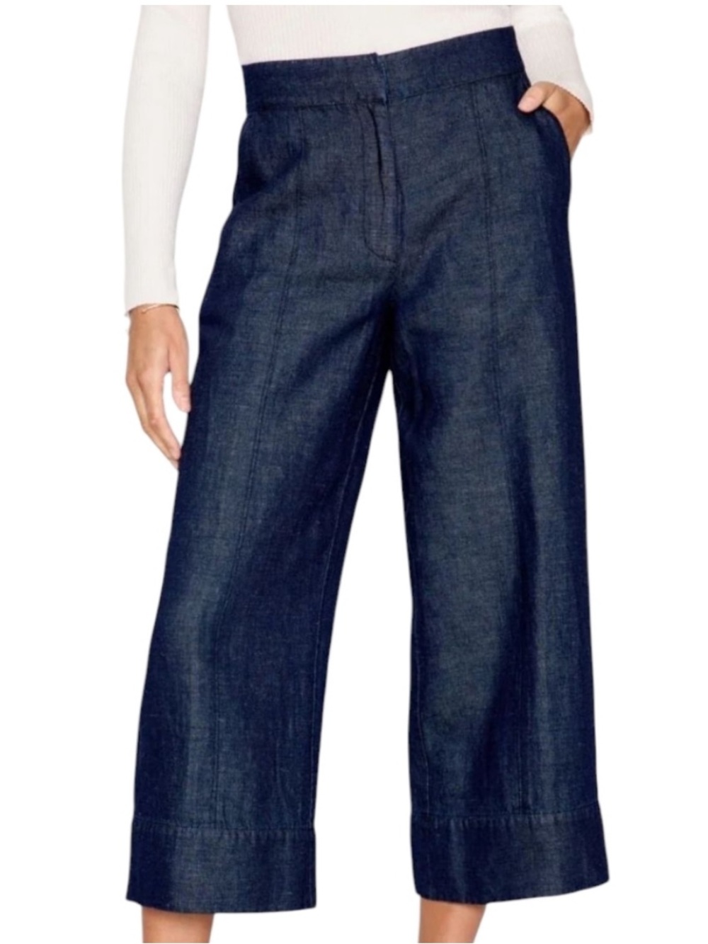 Brochu Walker Odele Wide Leg Cropped Linen-Blend Pants Size: S